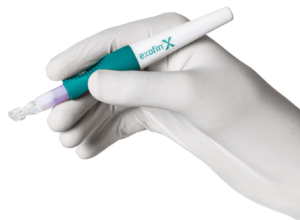 exofin precision pen applicator held by gloved hand