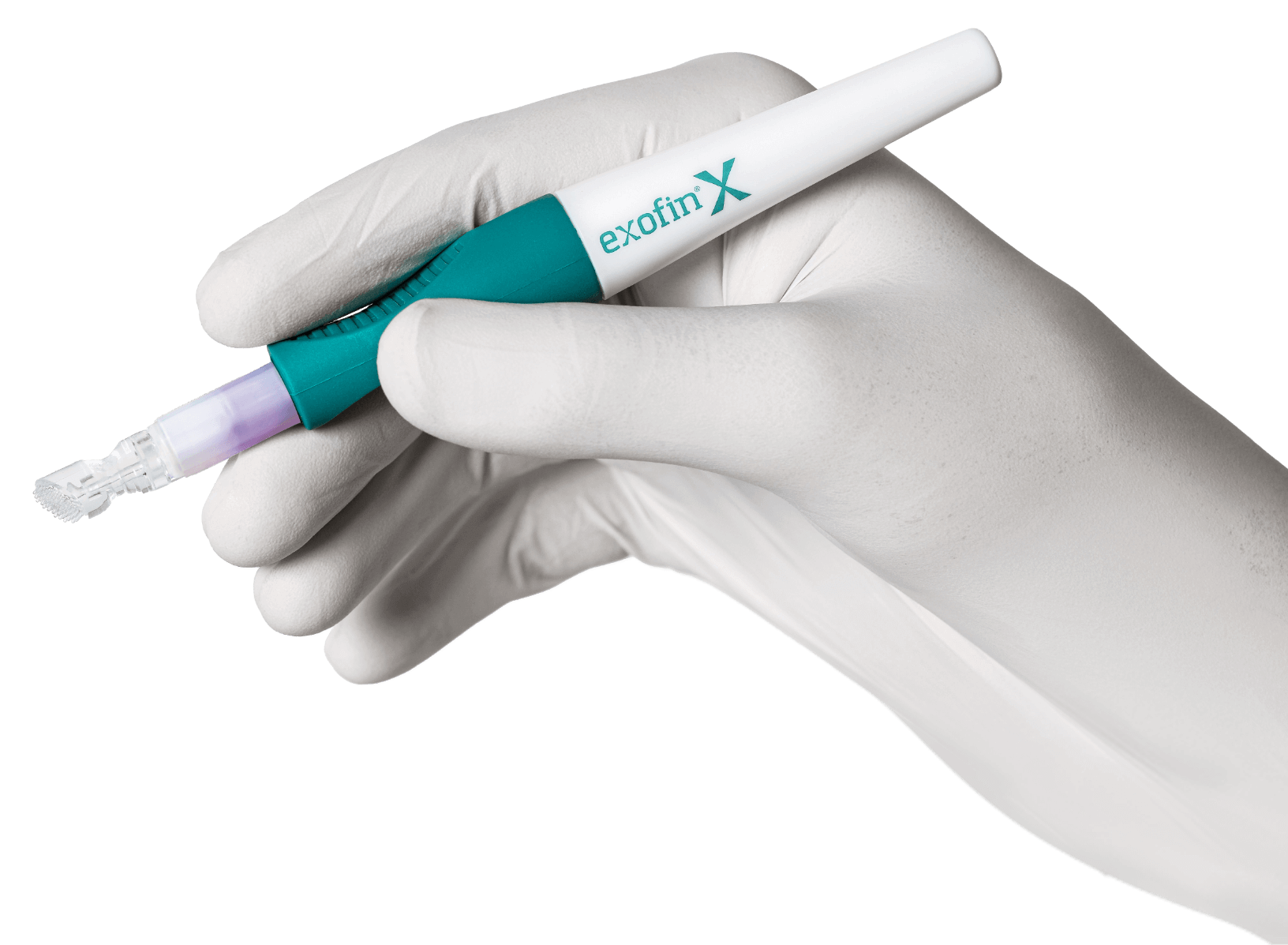 exofin precision pen applicator held by gloved hand